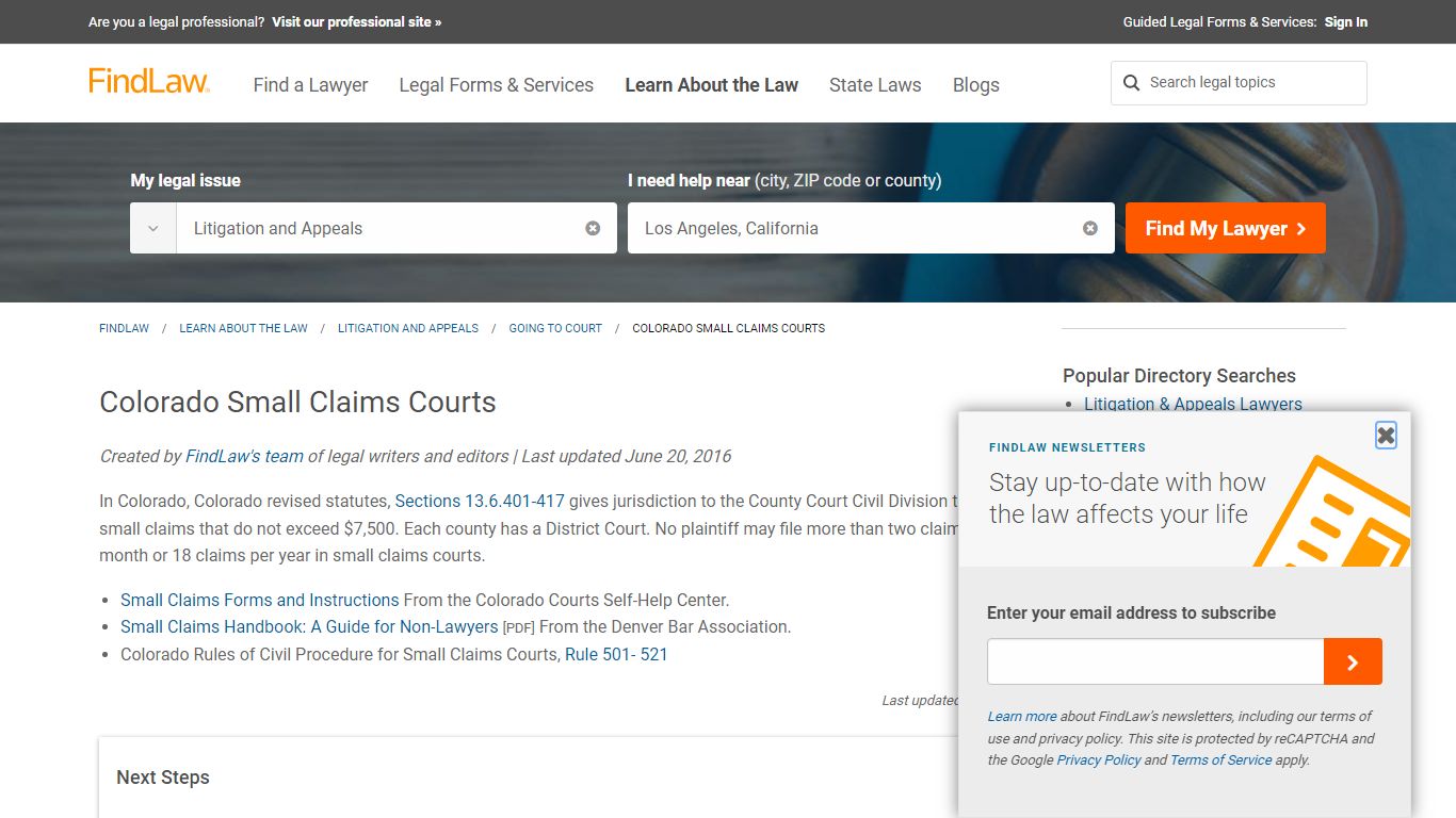 Colorado Small Claims Courts - FindLaw